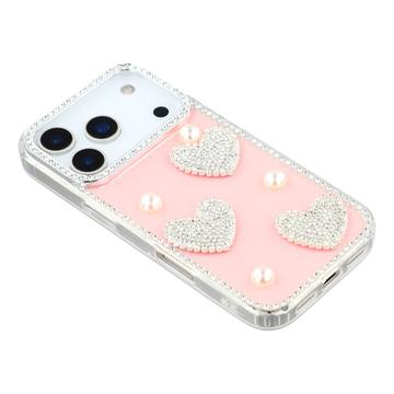 iPhone 17 Pro Max Funklende Kærlighed og Perle Hybrid Cover - Pink