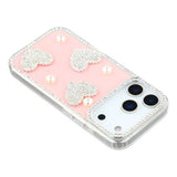 iPhone 17 Pro Max Funklende Kærlighed og Perle Hybrid Cover - Pink