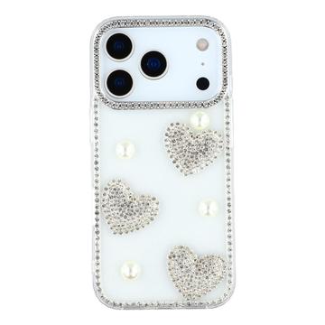 iPhone 17 Pro Max Funklende Kærlighed og Perle Hybrid Cover - gennemsigtig