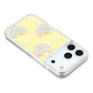 iPhone 17 Pro Max Funklende Kærlighed og Perle Hybrid Cover - Gul