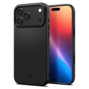 iPhone 17 Pro Max Spigen Enzo Aramid T Mag Cover - MagSafe-kompatibel - Sort / Sølv