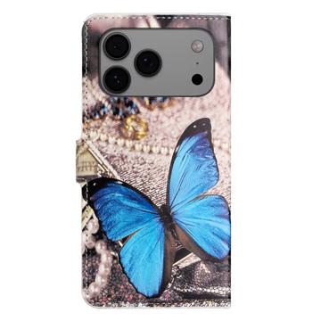 iPhone 17 Pro Max Style Series Pung Taske - Blå Sommerfugl