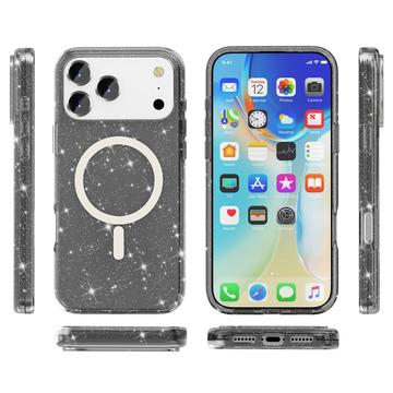iPhone 17 Pro Max Stylish Glitter Series Hybrid Cover - MagSafe kompatibel - Sort