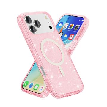 iPhone 17 Pro Max Stylish Glitter Series Hybrid Cover - MagSafe kompatibel - Pink