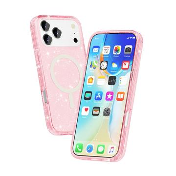 iPhone 17 Pro Max Stylish Glitter Series Hybrid Cover - MagSafe kompatibel - Pink