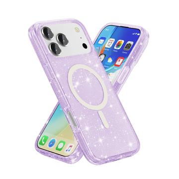 iPhone 17 Pro Max Stylish Glitter Series Hybrid Cover - MagSafe kompatibel - Lilla