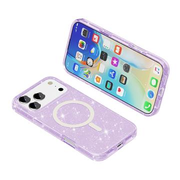 iPhone 17 Pro Max Stylish Glitter Series Hybrid Cover - MagSafe kompatibel - Lilla