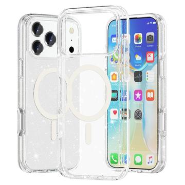 iPhone 17 Pro Max Stylish Glitter Series Hybrid Cover - MagSafe kompatibel - Hvid