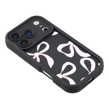 iPhone 17 Pro Max Stilfuldt stødsikkert TPU cover med forhøjede kanter - sort / stor sløjfe