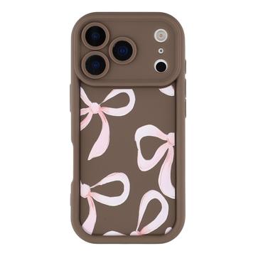 iPhone 17 Pro Max Stilfuldt stødsikkert TPU cover med forhøjede kanter - Brun / Stor sløjfe