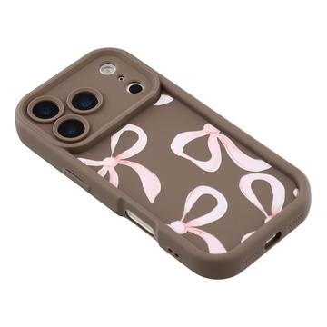 iPhone 17 Pro Max Stilfuldt stødsikkert TPU cover med forhøjede kanter - Brun / Stor sløjfe