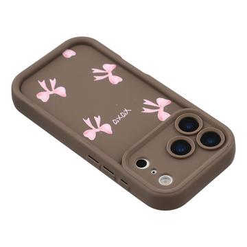 iPhone 17 Pro Max Stilfuldt stødsikkert TPU cover med forhøjede kanter - Brun / Sløjfe