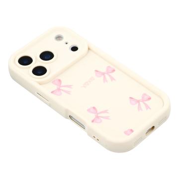 iPhone 17 Pro Max Stilfuldt stødsikkert TPU cover med forhøjede kanter - hvid / sløjfe