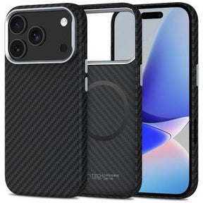 iPhone 17 Pro Max Tech-Protect Ion Carbon Plast Cover - MagSafe-kompatibel - Sort / sølv
