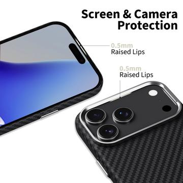 iPhone 17 Pro Max Tech-Protect Ion Carbon Plast Cover - MagSafe-kompatibel - Sort / sølv