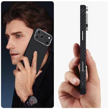 iPhone 17 Pro Max Tech-Protect Ion Carbon Plast Cover - MagSafe-kompatibel - Sort / sølv