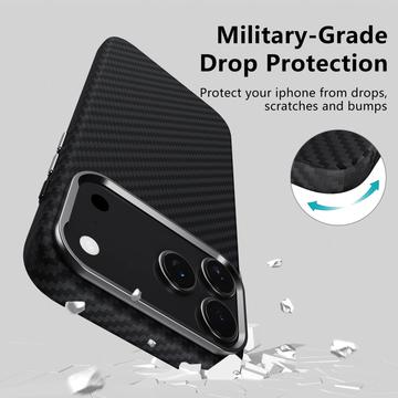 iPhone 17 Pro Max Tech-Protect Ion Carbon Plast Cover - MagSafe-kompatibel - Sort / sølv