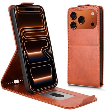 iPhone 17 Pro Max lodret flip-etui med stativ - Brun