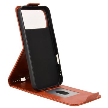 iPhone 17 Pro Max lodret flip-etui med stativ - Brun