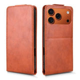 iPhone 17 Pro Max lodret flip-etui med stativ - Brun