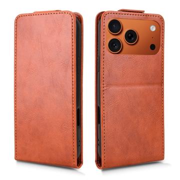iPhone 17 Pro Max lodret flip-etui med stativ - Brun