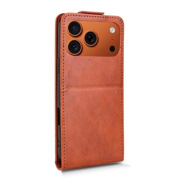 iPhone 17 Pro Max lodret flip-etui med stativ - Brun