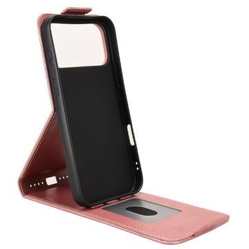 iPhone 17 Pro Max lodret flip-etui med stativ - rosaguld