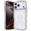 iPhone 17 Pro Max Wave-Edge Laser Glitter MagSafe Cover - Klar