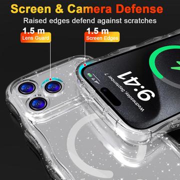 iPhone 17 Pro Max Wave-Edge Laser Glitter MagSafe Cover - Klar