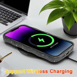 iPhone 17 Pro Max Wave-Edge Laser Glitter MagSafe Cover - Gennemsigtig sort