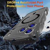 iPhone 17 Pro Max Wave-Edge Laser Glitter MagSafe Cover - Gennemsigtig sort
