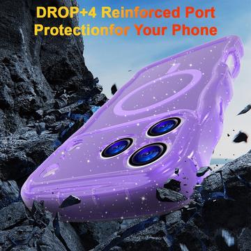 iPhone 17 Pro Max Wave-Edge Laser Glitter MagSafe Cover - Gennemsigtig lilla