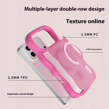 iPhone 17 Pro Max Bølgekant magnetisk hybrid cover - hot pink