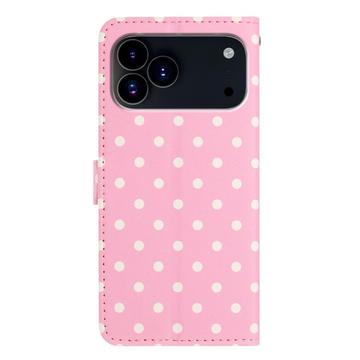 iPhone 17 Pro Pung Etui med Prikket Mønster - Pink