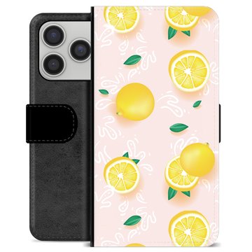 iPhone 17 Pro Premium Flip Cover med Pung - Citron Mønster