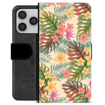 iPhone 17 Pro Premium Flip Cover med Pung - Lyserøde Blomster