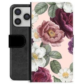 iPhone 17 Pro Premium Flip Cover med Pung - Romantiske Blomster