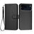 iPhone 17 Pro Premium Wallet-etui med rem - kulfiberstruktur - kulsort