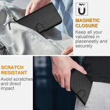 iPhone 17 Pro Premium Wallet-etui med rem - kulfiberstruktur - kulsort