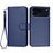 iPhone 17 Pro Premium Wallet-etui med rem - kulfiberstruktur - Kulstofblå