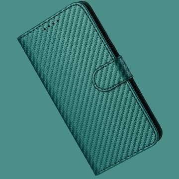 iPhone 17 Pro Premium Wallet-etui med rem - kulfiberstruktur - Kulstofgrøn