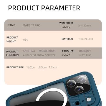 iPhone 17 Pro Redpepper IP68 Magnetisk vandtæt cover - Blå