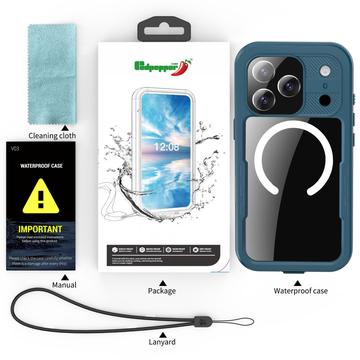 iPhone 17 Pro Redpepper IP68 Magnetisk vandtæt cover - Blå