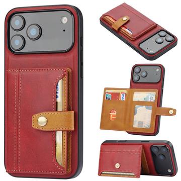 iPhone 17 Pro Retro Style Cover med Pung - Rød