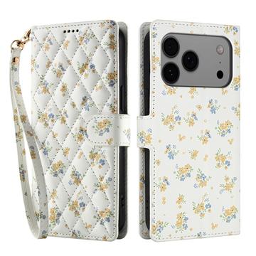 iPhone 17 Pro Rhombisk Blomsterpung - gule blomster