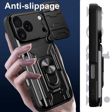 iPhone 17 Pro Roterende Ring Hybrid Cover med Kameraskjold - Blå