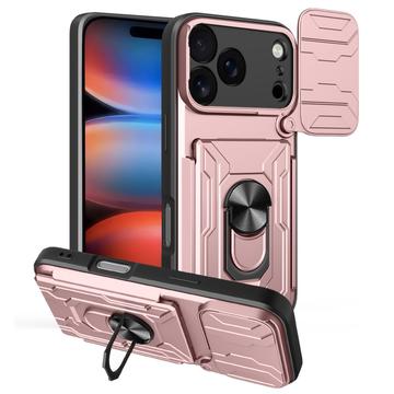 iPhone 17 Pro Roterende Ring Hybrid Cover med Kameraskjold - Rødguld