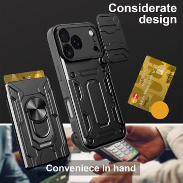 iPhone 17 Pro Roterende Ring Hybrid Cover med Kameraskjold - Rødguld