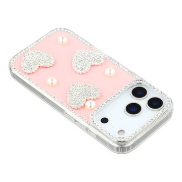 iPhone 17 Pro Funklende Kærlighed og Perle Hybrid Cover - Pink