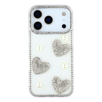 iPhone 17 Pro Funklende Kærlighed og Perle Hybrid Cover - Hvid